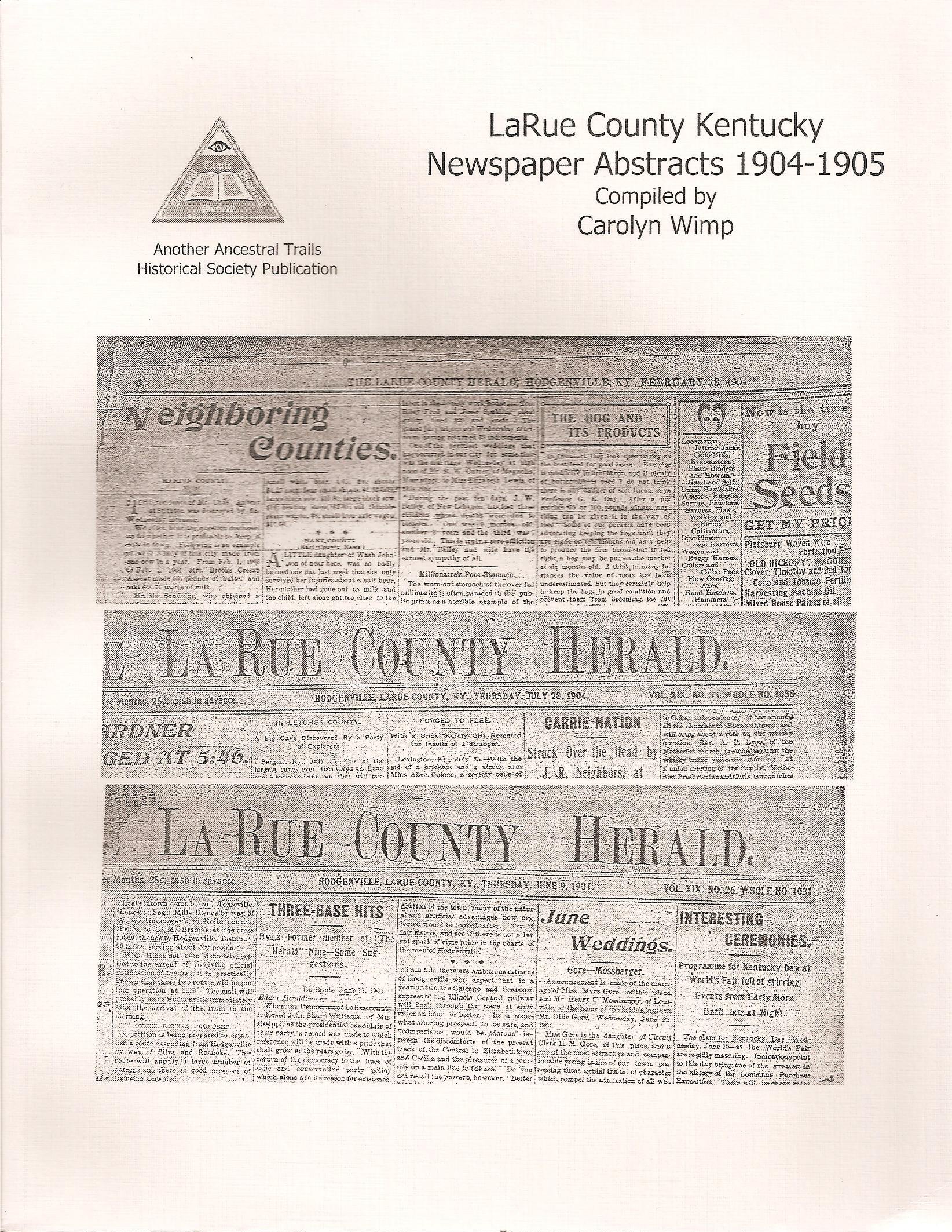 LaRue Co., KY Newspaper Abstracts 1904 1905 Ancestral Trails